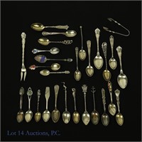 Sterling Silver Spoons, Fork, Tongs