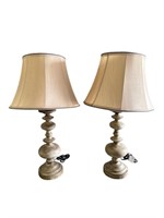 2 DISTRESSED PAINTED DECORATOR LAMPS