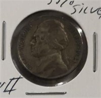 1944-P JEFFERON "WAR0TIME" NICKEL (35% SILVER)