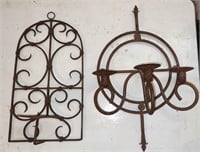 Pair of Vintage Wrought Iron Wall Candle Holders