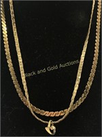 (2) Marked 925 Sterling Silver Gold Toned Necklace