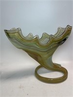 Blown Murano Style Whale Tail Art Glass with Coil