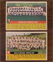 Two 1956 Topps team baseball cards: Chicago White