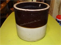 Brown/white crock (hole in base) 7"H