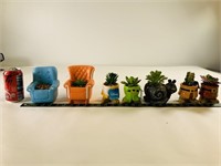 7pcs misc faux succulents