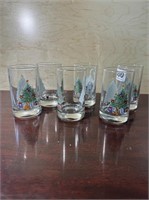 set of 6 small Christmas glasses
