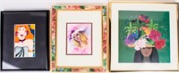 Art Lot of Vintage 2 Watercolor and 1 Lithograph