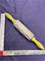 Wood rolling pin yellow handles