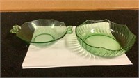 Green Ribbed Swirl Depression Glass & Fostoria