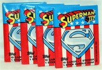 4 Unopened Superman 3 Card Packs 1983 Topps
