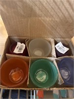 6 COLORED GLASS VOTIVE HOLDERS