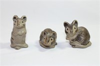 Set of Three Poole Pottery Mouse Figurine