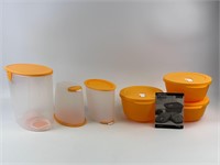 New Tupperware Orange Cereal Keepers & Bowl Set