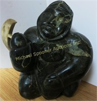 PAUL TOOLOOKTOOK SIGNED INUIT STONE SCULPTURE