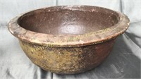 Old brown rough pottery type bowl 12.5in