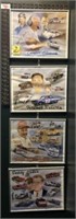 4-PIECE NASCAR PICTURES-SHOW WATER DAMAGE