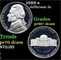 Proof 1989-s Jefferson Nickel 5c Grades GEM++ Proo