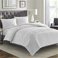 King Sz White Shade Reversible Duvet Cover Set