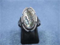 SS Vtg Hallmarked Abalone Ring
