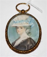 Victorian handpainted portrait miniature of lady