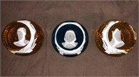 3 Franklin mint Baccarat France paperweights