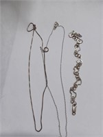 Marked 925 Bracelet and Necklace Lot - 6.9g