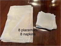 Vintage White Linen Placemats & Napkins