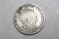 1898 Barber Silver Quarter