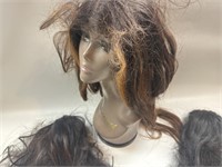 3- style Brown Wigs - brown highlights, short