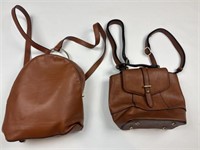 2- Women's leather handbag backpack purse