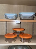 (5) Glass Pyrex Bowls & Lids
