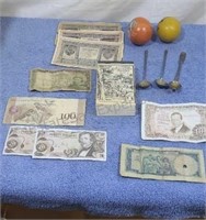 Foreign paper money and other items.