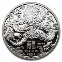 2024 Aus 1 Oz Silver Lunar Dragon Pf W/ Box & Coa