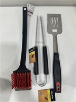 3pc CharBroil Grilling Tools Spatual Tongs Brush