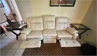 White leather sofa with reclining ends