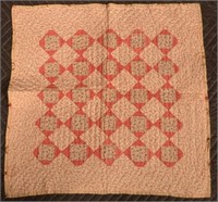Small Antique Geometric Pattern Patchwork Quilt.
