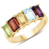 Plated 14KT Yellow Gold 2.70ctw Multi Color Gemsto