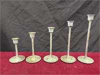 Set of 5 Vintage Copper or Brass Candle Holders