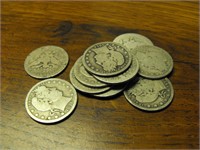 Lot of (10) Barber Quarters