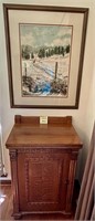 Handsome Oak Cabinet and Watercolor…