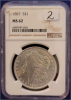 MS 62 1887 Morgan Dollar