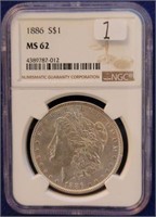 MS 62 1886 Morgan Dollar