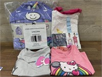 Girls unicorn bath towel, 6/6x shirts & 2- 4/5