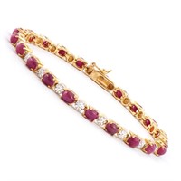 Plated 18KT Yellow Gold 12.25ctw Ruby and Diamond