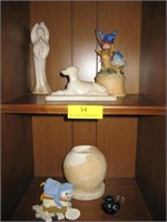 Contents of 2 Shelves-Musicbox W/ Birds-Alabaster*