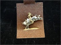 Cowgirl Bull Rider Lapel Pin /  Brooch / Tie Tack