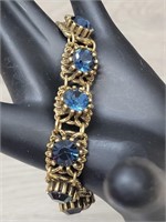 Sapphire Blue Rhinestone Ornate Bracelet