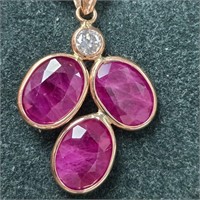 $2600 14K  Diamond(0.12ct) Rubies(4.2ct) Pendant