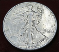 1944 D AU Grade Walking Liberty Half Dollar