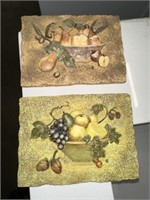 2-SMALL FRUIT WALL PLAQUES